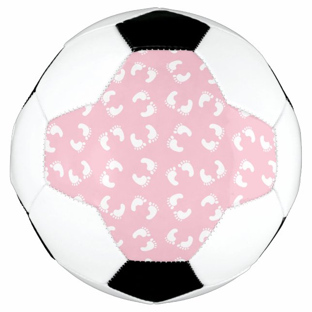 Bola De Futebol Pegadas de Bebê, Pé de Bebês, Passos, Menina Rosa (Frente)