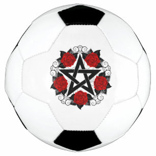 Bola De Futebol Pentagrama com Rosas vermelhas