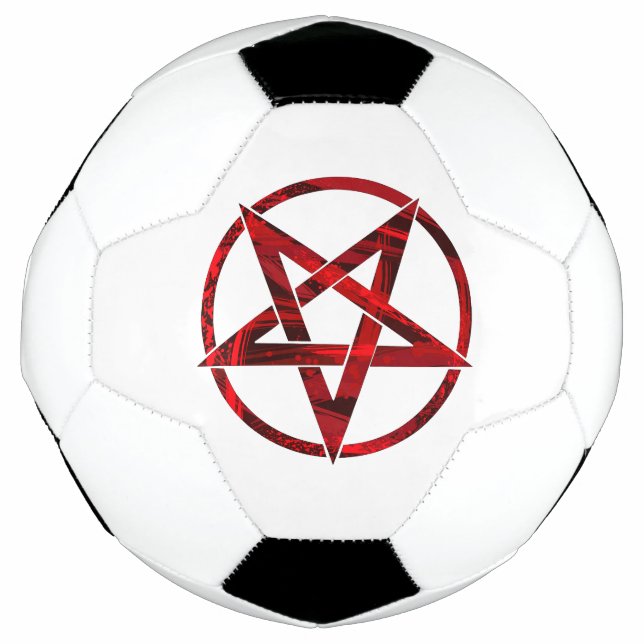 Bola De Futebol Pentagrama do Diabo Vermelho (Frente)