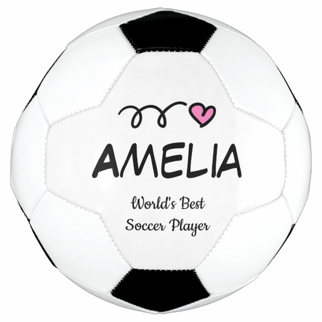 Bola de futebol personalizada, de coração rosa, pa (Frente)