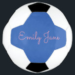 Bola De Futebol Personalizado o nome de script azul e rosa persona<br><div class="desc">Pontuação em estilo com esta bola de futebol personalizada apresentando um design de painel azul com um nome elegante de script rosa. Perfeito para jogadores de futebol, treinadores e entusiastas esportivos, esta bola única adiciona um toque personalizado a práticas, jogos ou prateleiras de exibição. Um presente de excelente para atletas,...</div>