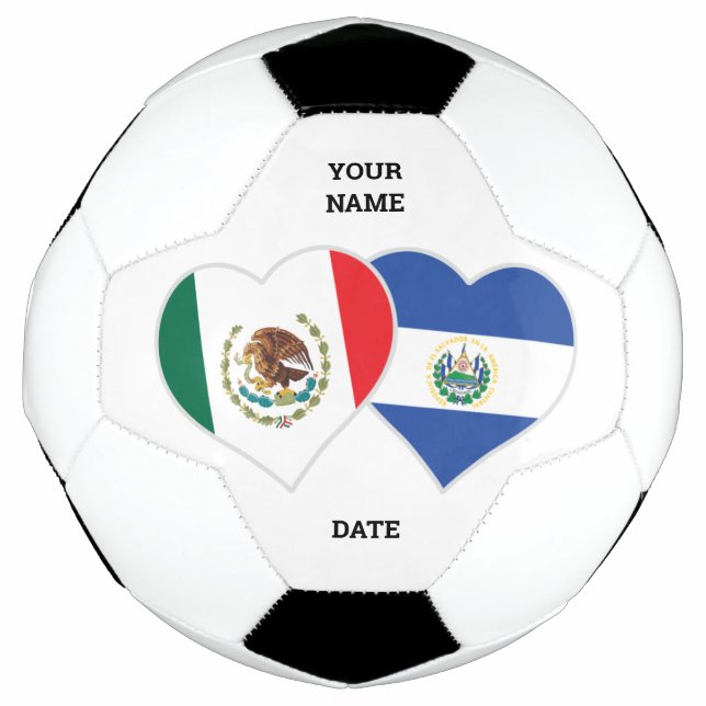 Bola De Futebol Personalizar Corações da Bandeira Salvadoriana Mex (Frente)