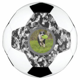 Bola De Futebol Personalizar Imagem de Cachorro Camuflado B & W No
