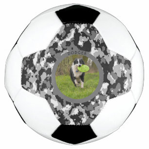 Bola De Futebol Personalizar Imagem de Cachorro Camuflado B & W No