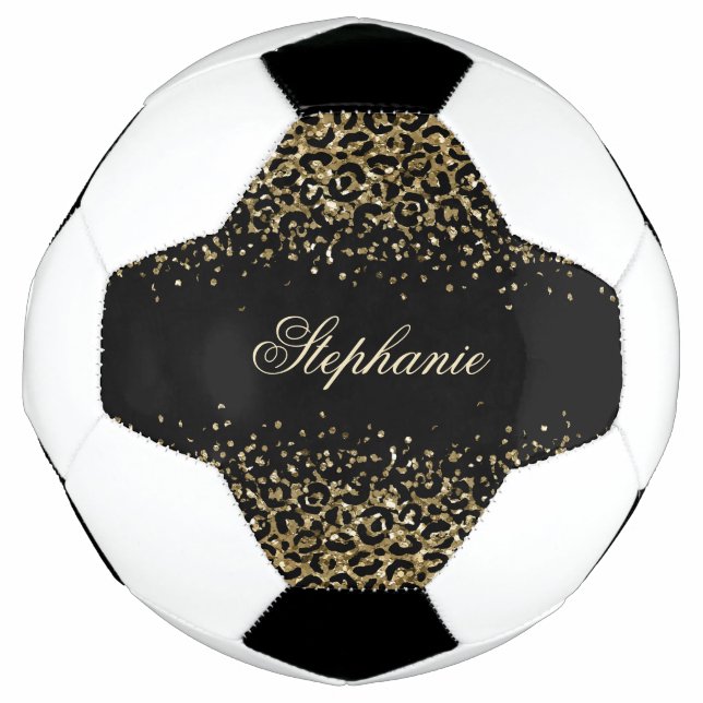 Bola De Futebol Personalizar Meninas Glitter Impressoras Leopardo  (Frente)