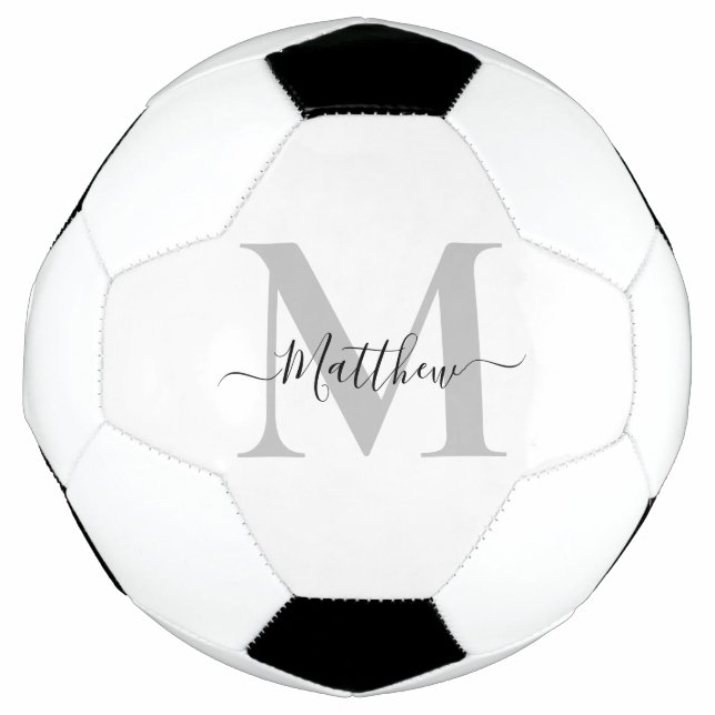 Bola De Futebol Personalizar Nome Inicial do Monograma (Frente)