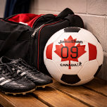 Bola De Futebol Personalized Canada Maple Leaf Soccer Gift<br><div class="desc">Dominate the pitch with a professional edge using this customizable soccer ball featuring a bold Canadian flag and maple leaf design. Engineered for Canada fans and athletes who want a high-visibility, patriotic look, this soccer ball allows you to personalize the name and number, making it a premier gift for Canadian...</div>