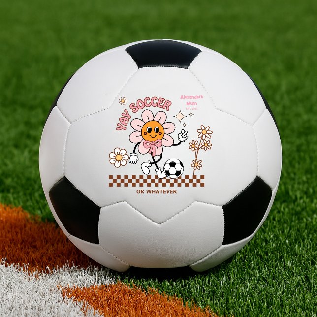 Bola De Futebol Personalized Funny Soccer Mum Retro Flower  (Criador carregado)