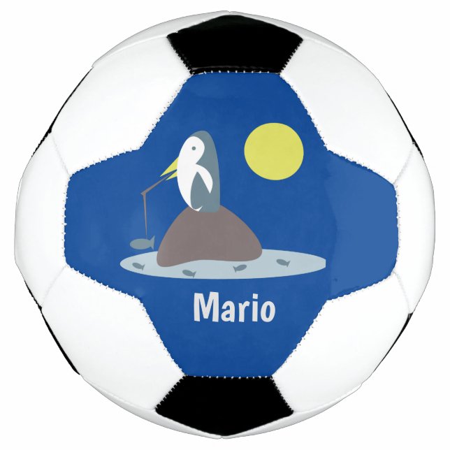 Bola De Futebol Pinguim Pescaria Monograma Nome Soccer Ball (Frente)