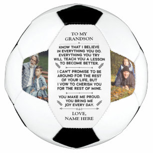 Bola De Futebol Presente personalizado para meu neto com 2 fotos