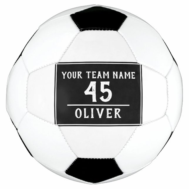 Bola de Futebol Preta com Nome da Equipe Número (Frente)