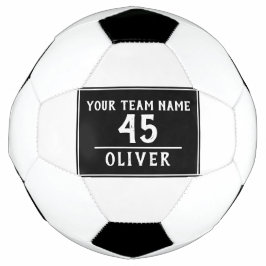 Bola de Futebol Preta com Número de Nome da Equipe