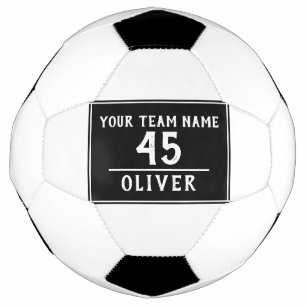Bola de Futebol Preta com Número de Nome da Equipe