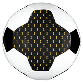 Bola De Futebol Preto Sólido com Estilo de Marca Dourada Metálica
