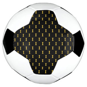 Bola De Futebol Preto Sólido com Estilo de Marca Dourada Metálica