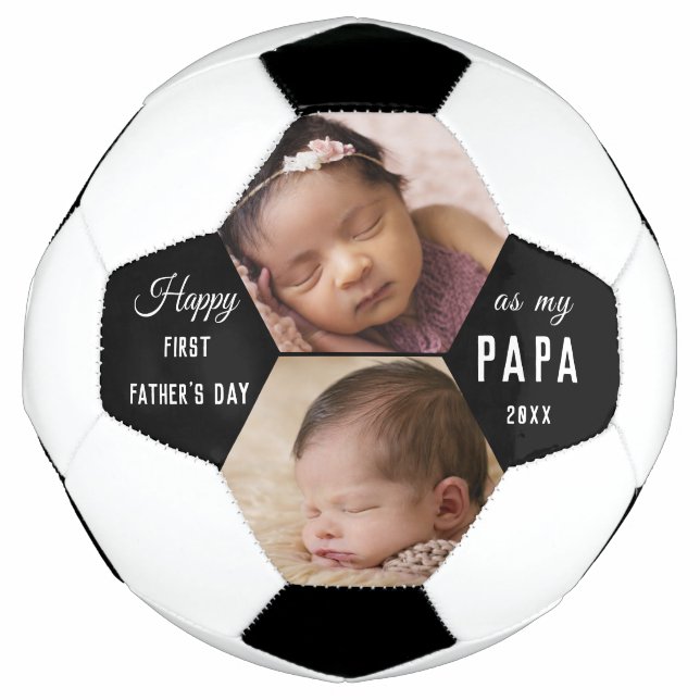Bola De Futebol Primeiro Dia de os pais Como Papa 2 Colagem Fotogr (Frente)