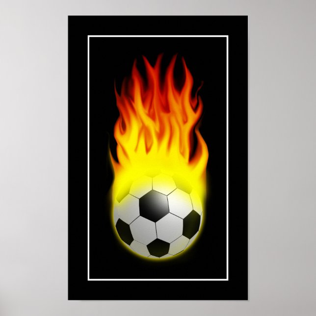 Bola de futebol quente em fogo - POSTER (Frente)