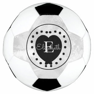 Bola De Futebol Quic Monograma Inicial Cinza Branca Preta Coraçã