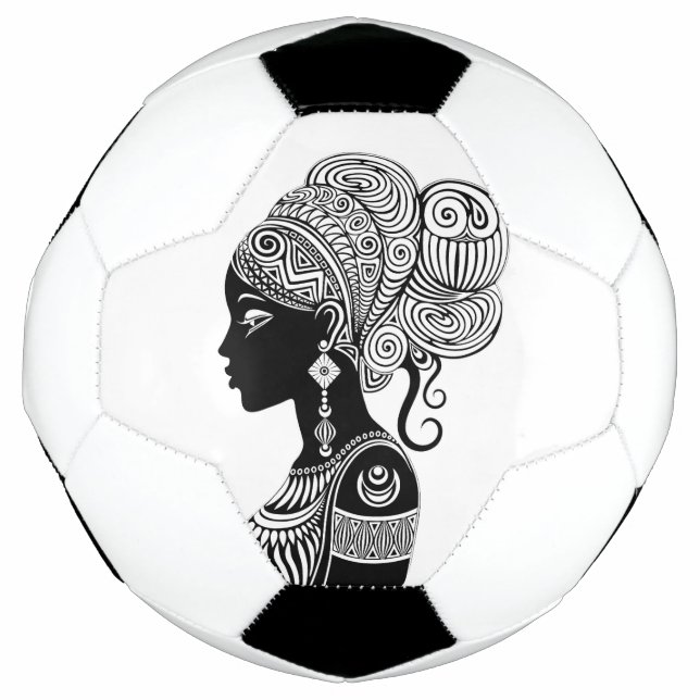 Bola De Futebol Rapariga africana Retrato Tribal Tatuagem (Frente)