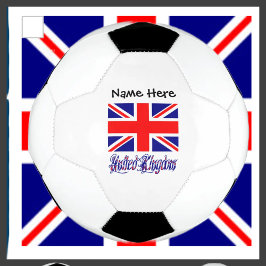 Bola De Futebol Reino Unido e Bandeira Britânica com o Seu Nome So