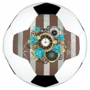 Bola De Futebol Relógio e Rosas de Turquesa em Striping