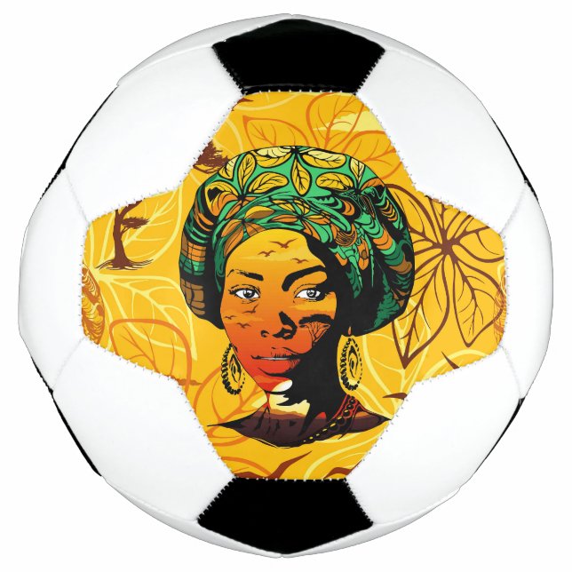 Bola De Futebol Retrato de Mulher Africana com Sunset (Frente)
