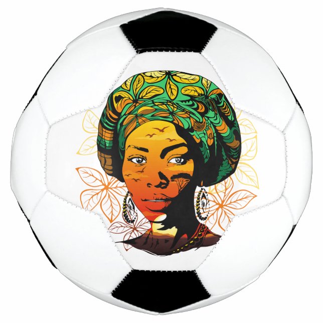 Bola De Futebol Retrato de Mulher Africana com Sunset (Frente)