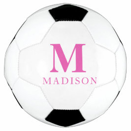 Bola De Futebol Rosa Quente Nome Personalizado Monograma