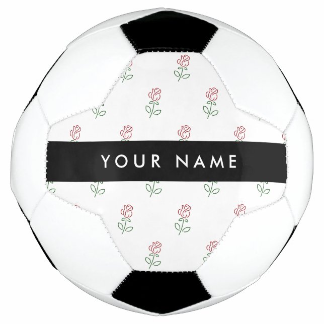 Bola De Futebol Rosas vermelhas, Padrão De Rosas, Seu Nome (Frente)