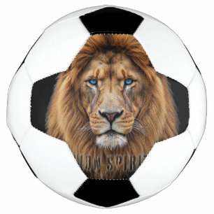 Bola De Futebol Rosto de Leão Majestoso com Olhos Azuis Anima Se