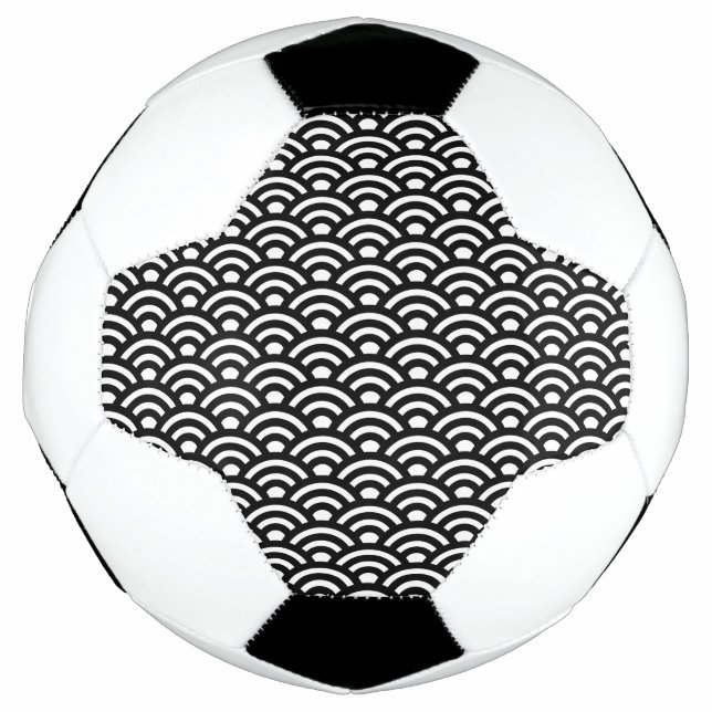 Bola De Futebol Seigaiha, Waves, Japanese, Black and White (Frente)