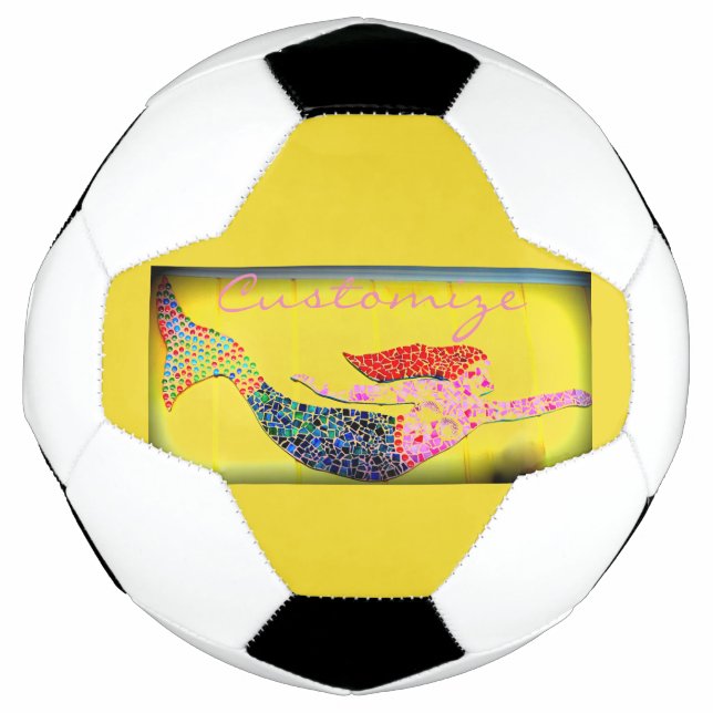 Bola De Futebol sereia de mosaico submarino rosa (Frente)