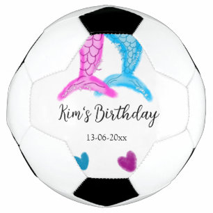 Bola De Futebol sereia rosa azul, sereia d'água, adicionar nome an