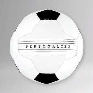 Bola De Futebol Seu Texto Personalizado & Listras Modernas   Preto
