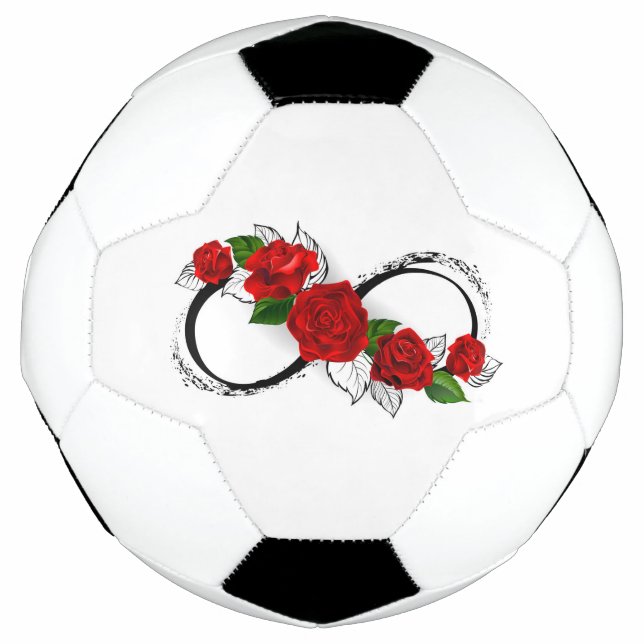 Bola De Futebol Símbolo Infinity com Rosa vermelha (Frente)