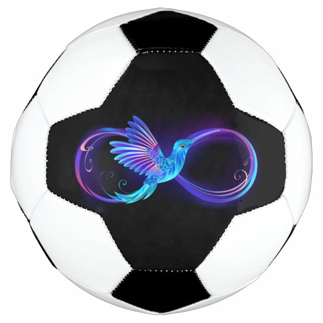 Bola De Futebol Símbolo Neon Infinity com Hummingbird brilhante (Frente)