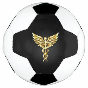 Bola De Futebol Símbolo Poligonal Dourado Caduceus