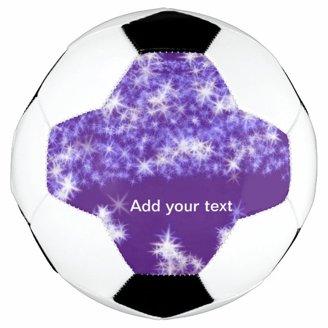 Bola De Futebol Simple purple glitter sparkle stars add your text  (Frente)
