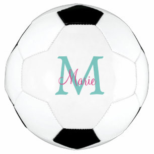 Bola De Futebol simples adicionar nome monograma verde rosa azul t