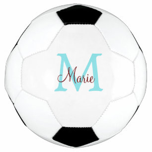 Bola De Futebol simples adicione nome monograma rosa vermelho al