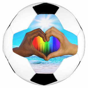 Bola De Futebol SlipperyJoe gradiente de arco-íris vibrante coraçã