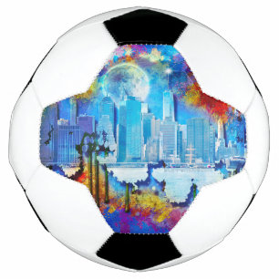 Bola De Futebol SlipperyJoe NYC grafite lua cercada por redemoinho