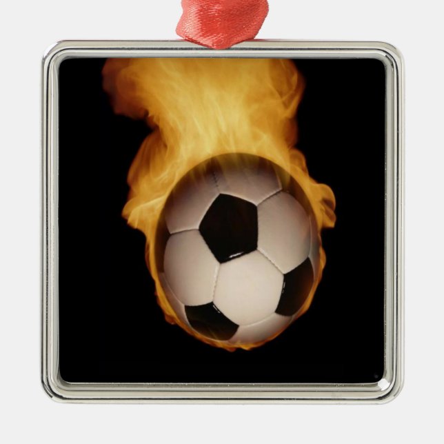Bola de Futebol sobre Ornamento de Fogo (Frente)