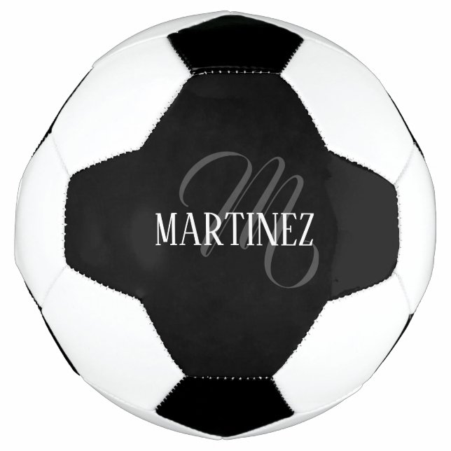 Bola De Futebol Sobrenome Personalizado Elegante Preto | Nome (Frente)