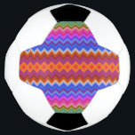 Bola De Futebol Soccer ball design with a colorful zigzag pattern<br><div class="desc">Soccer ball design with a colorful zigzag pattern. The front view shows the pattern integrated into the ball's traditional black and white sections.</div>