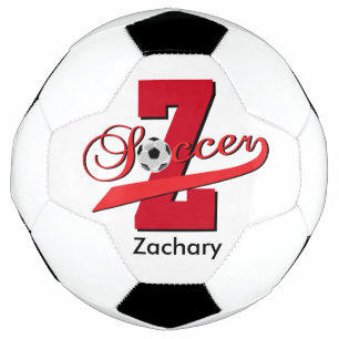 Bola De Futebol Soccer - Letra Z Word Art DIY Name Vermelho