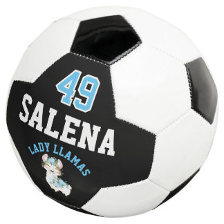 Bola De Futebol Soccer Llama - Blue, Black and White