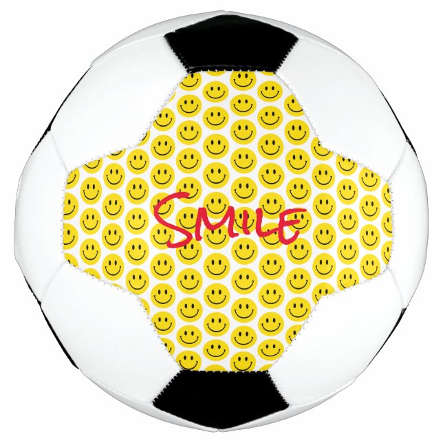Bola De Futebol Sorria Vermelho Amarelo Preto Branco Feliz Esporte (Frente)