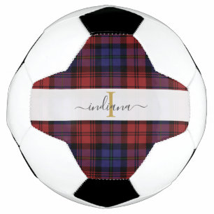 Bola De Futebol Tartan do Script Monograma Russo da xadrez