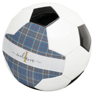 Bola De Futebol Tartan Russo do Script de Xadrez Monograma